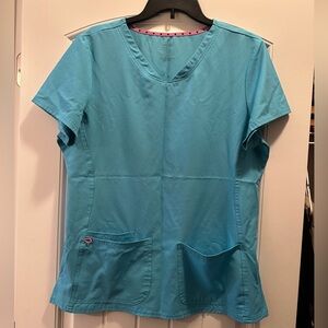Women's Blue V-Neck Scrub Top